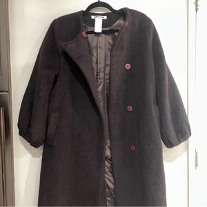 Jil Sander M 38 coat  Long Alpaca Wool Overcoat Trench Coat brown Medium